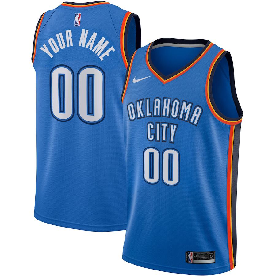Men Oklahoma City Thunder Nike Blue Icon Edition Swingman Custom NBA Jersey->oklahoma city thunder->NBA Jersey
